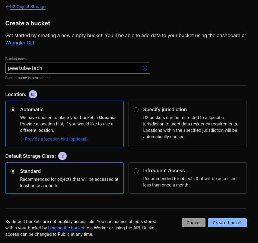 Cloudflare R2 Create New Bucket