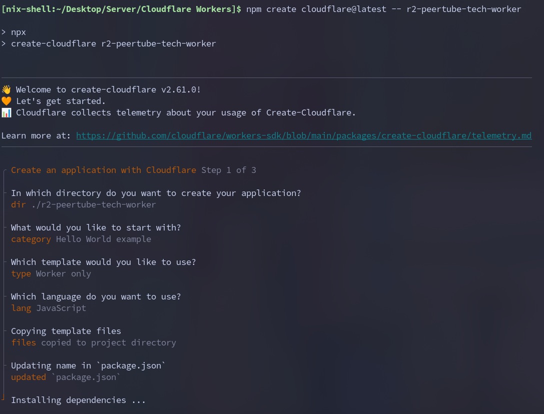 Create a new Cloudflare worker, choose JavaScript language