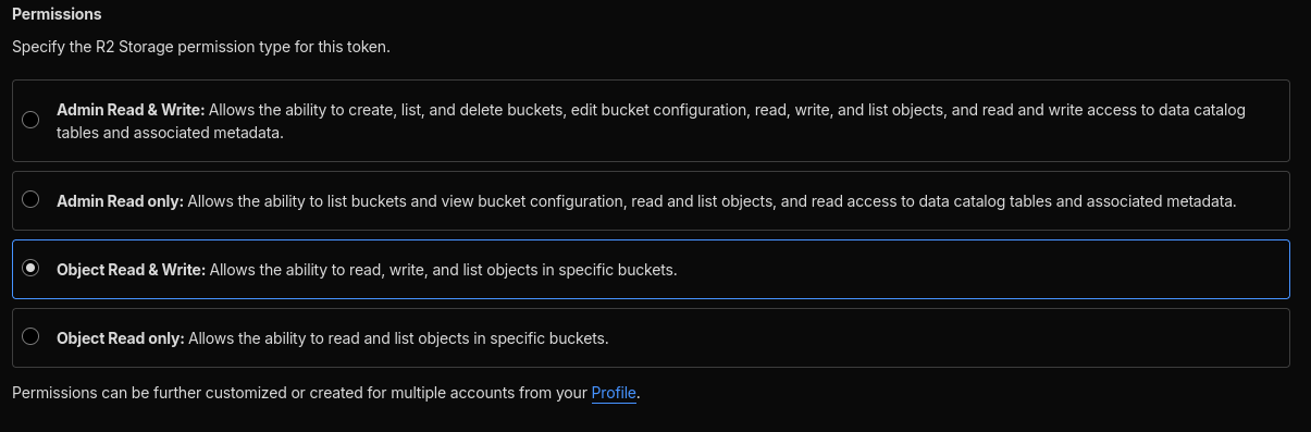 Select Object Read & Write permissions for API key