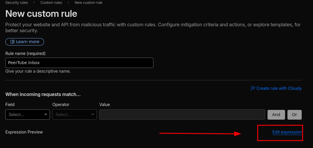 Create a custom rule