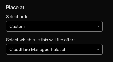 Select the managed rule order as custom